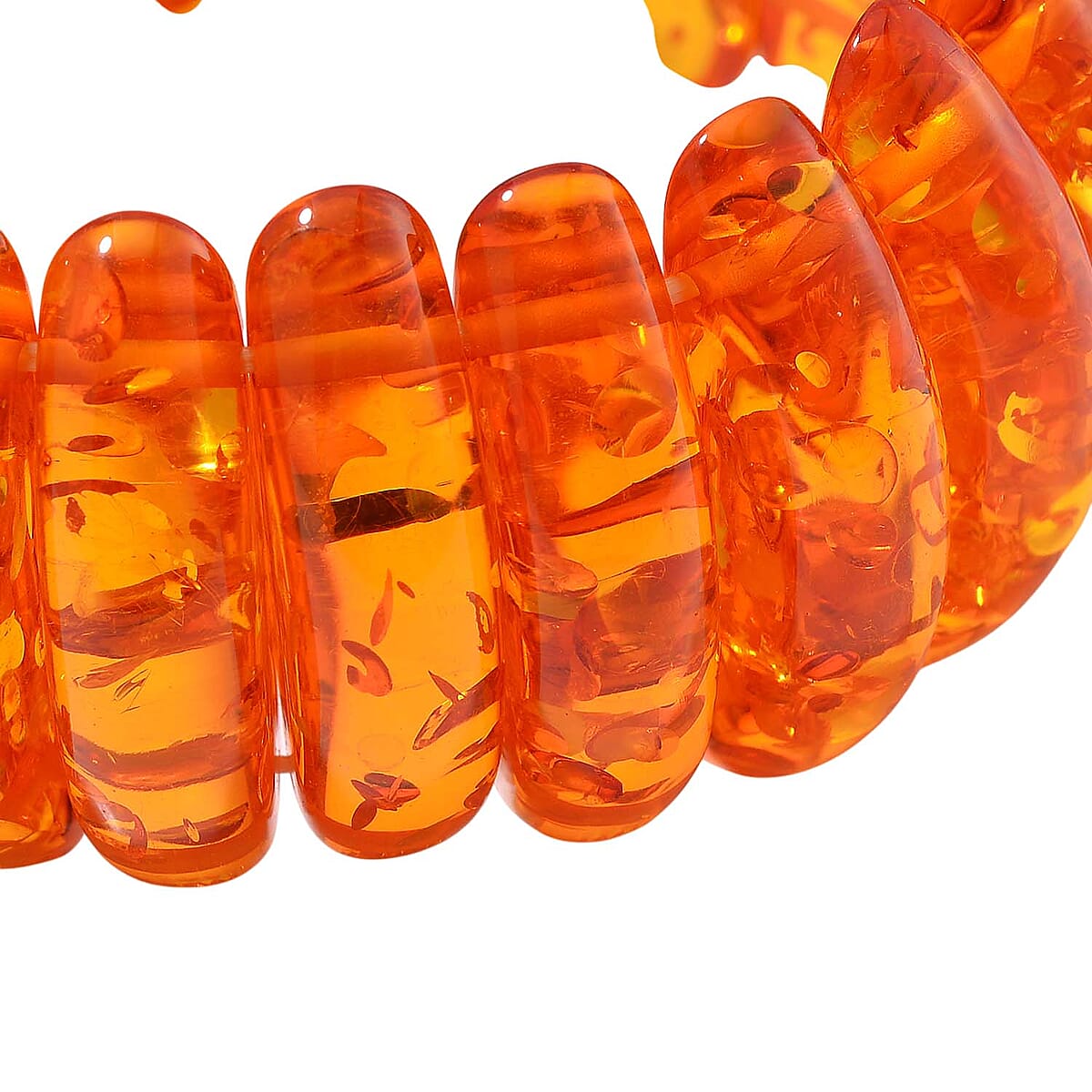 Simulated Amber Fancy Block Stretch Bracelet 6.5-7 Inches image number 2