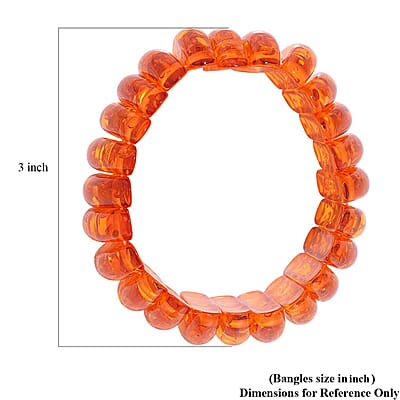 Simulated Amber Fancy Block Stretch Bracelet 6.5-7 Inches