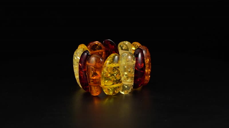Simulated Multi Color Amber Block Stretch Bracelet
