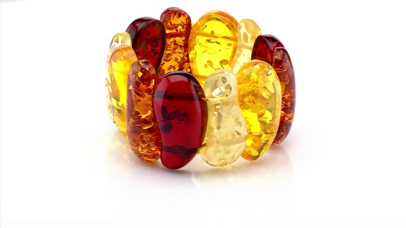 Simulated Multi Color Amber Block Stretch Bracelet