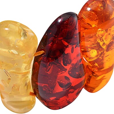 Simulated Multi Color Amber Block Stretch Bracelet