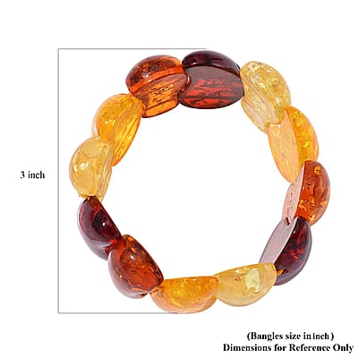 Simulated Multi Color Amber Block Stretch Bracelet
