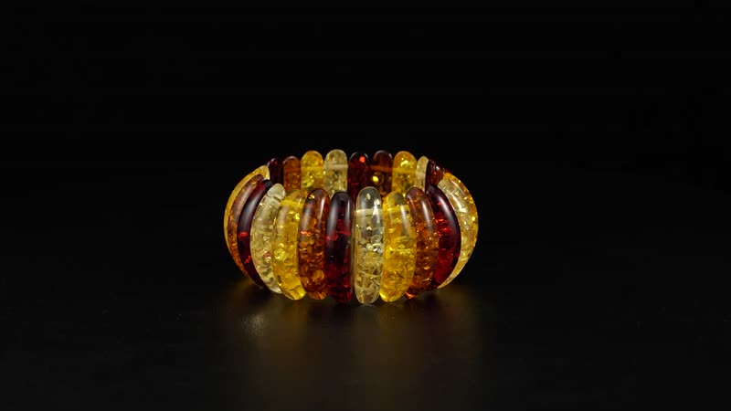 Simulated Multi Color Amber Stretch Bracelet 6.5-7 Inches