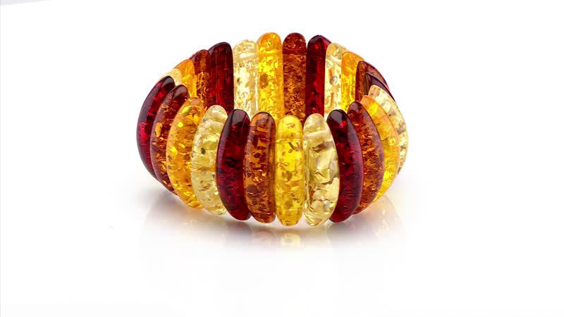 Simulated Multi Color Amber Stretch Bracelet 6.5-7 Inches