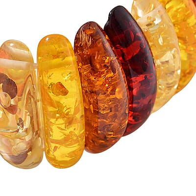 Simulated Multi Color Amber Stretch Bracelet 6.5-7 Inches