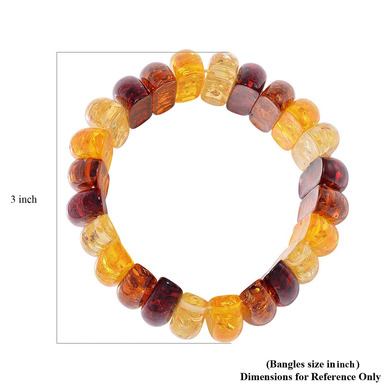 Simulated Multi Color Amber Stretch Bracelet 6.5-7 Inches
