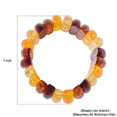 Simulated Multi Color Amber Stretch Bracelet 6.5-7 Inches
