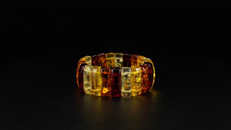 Simulated Amber Block Stretch Bracelet 6.5-7 Inches