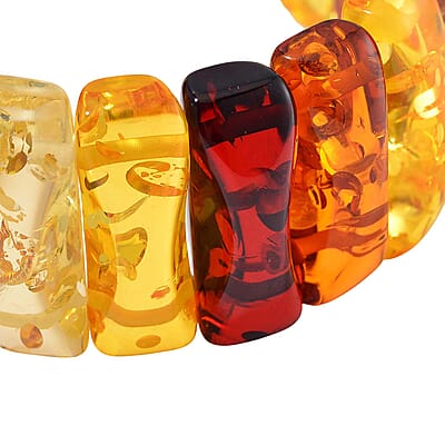 Simulated Amber Block Stretch Bracelet 6.5-7 Inches