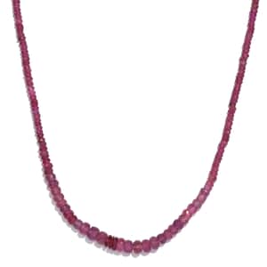 Niassa Ruby (FF) 56.00 ctw Necklace 18 Inches in Rhodium Over Sterling Silver