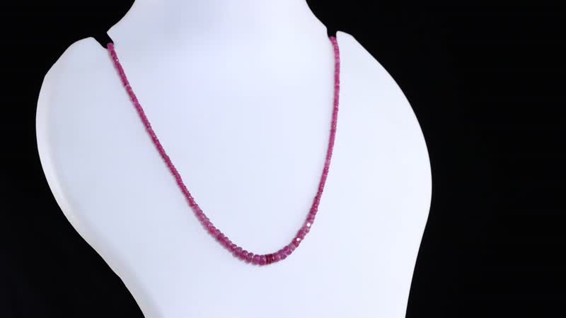 Niassa Ruby (FF) 56.00 ctw Necklace 18 Inches in Rhodium Over Sterling Silver