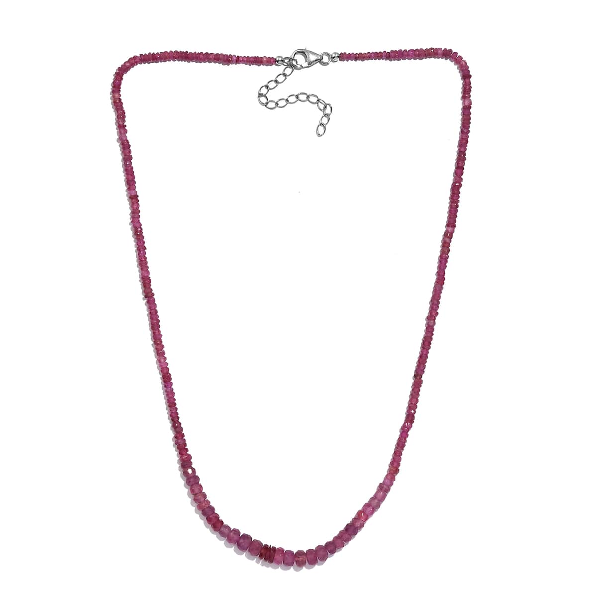 Niassa Ruby (FF) 56.00 ctw Necklace 18 Inches in Rhodium Over Sterling Silver image number 3