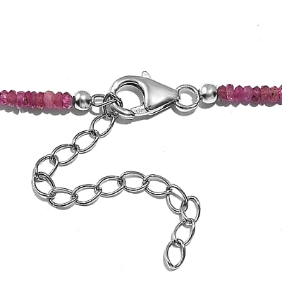 Niassa Ruby (FF) 56.00 ctw Necklace 18 Inches in Rhodium Over Sterling Silver