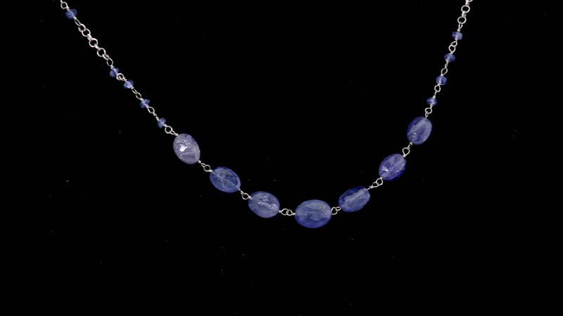 Tanzanite Rough Cut 37.00 ctw Necklace in Rhodium Over Sterling Silver 24 Inches
