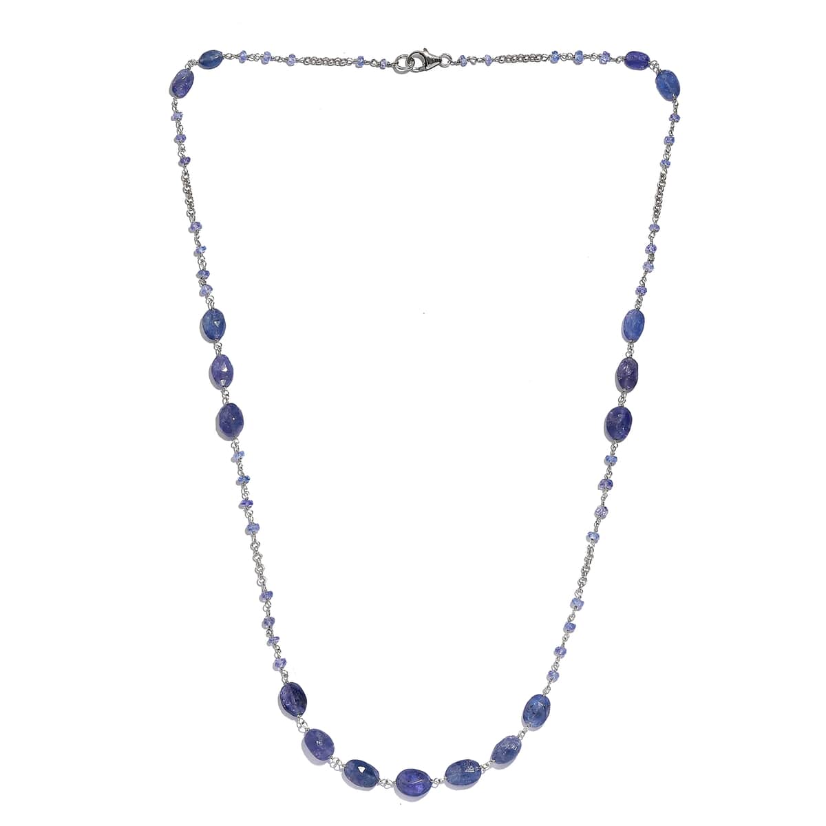 Tanzanite Rough Cut 37.00 ctw Necklace in Rhodium Over Sterling Silver 24 Inches image number 2