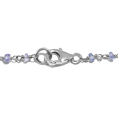 Tanzanite Rough Cut 37.00 ctw Necklace in Rhodium Over Sterling Silver 24 Inches