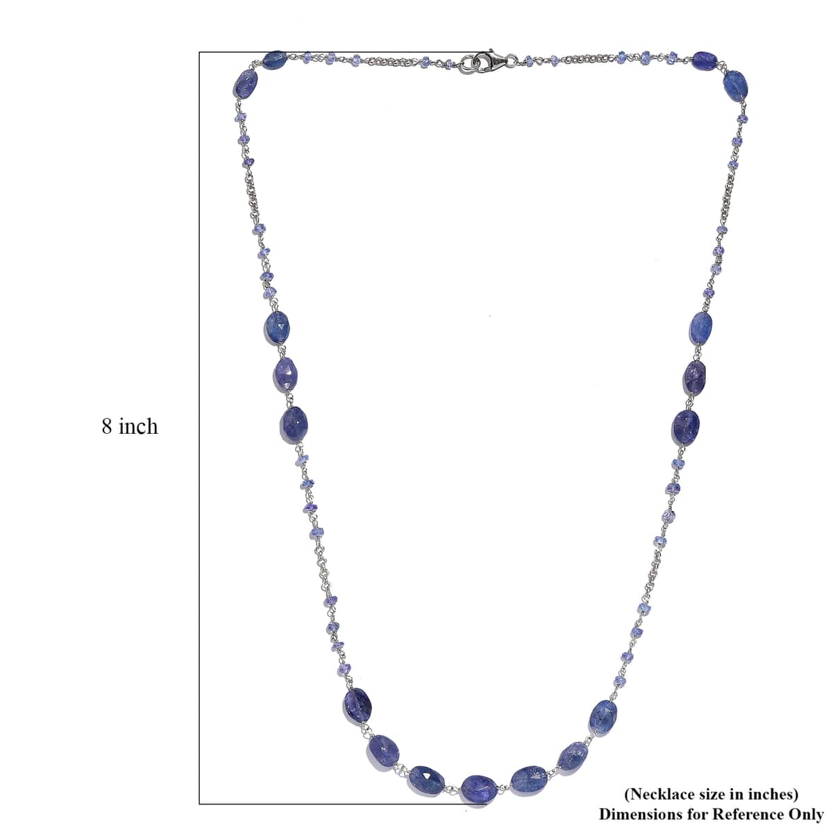 Tanzanite Rough Cut 37.00 ctw Necklace in Rhodium Over Sterling Silver 24 Inches image number 4