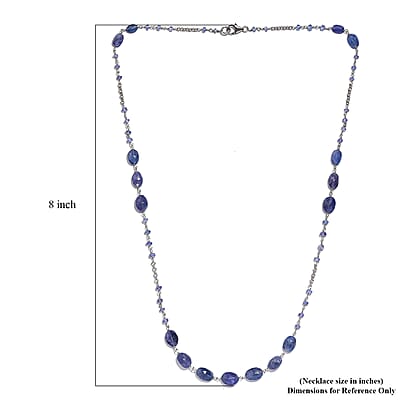 Tanzanite Rough Cut 37.00 ctw Necklace in Rhodium Over Sterling Silver 24 Inches