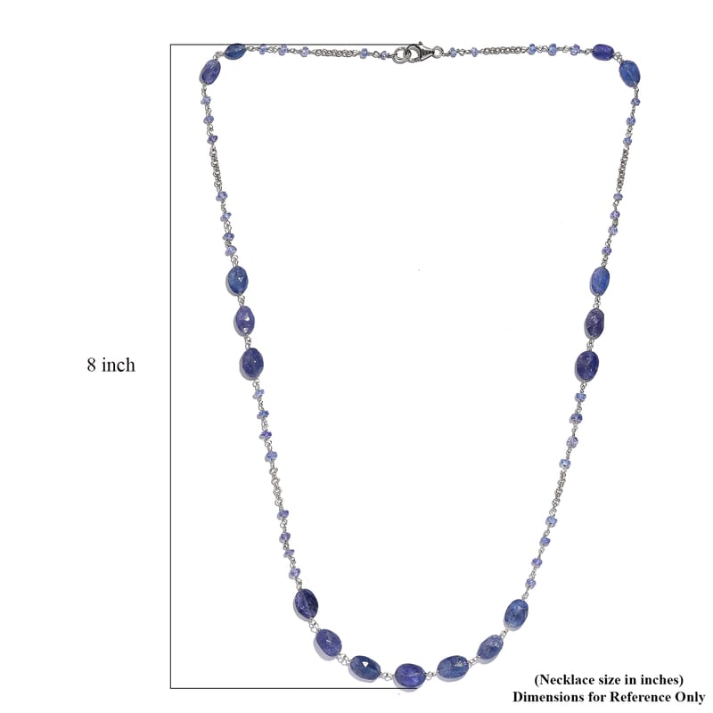 Tanzanite Rough Cut 37.00 ctw Necklace in Rhodium Over Sterling Silver 24 Inches