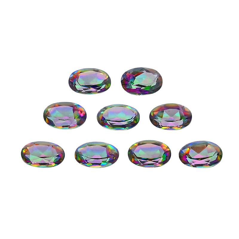 AAAA Mystic Green Topaz Set of 9 (Oval 6x4 mm) 5.00 ctw