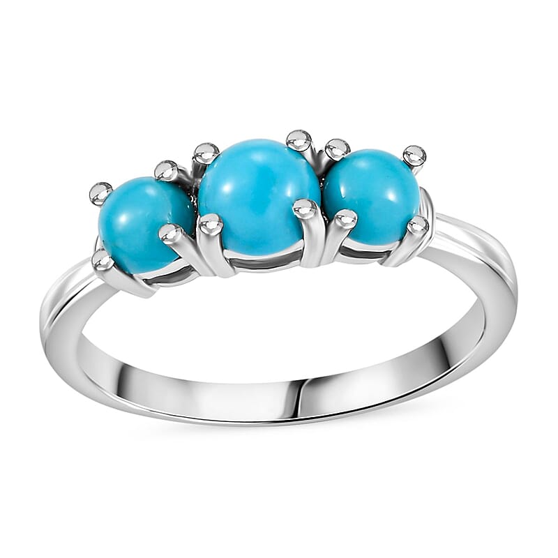 Sleeping Beauty Turquoise 1.15 ctw Ring in Platinum Over Sterling Silver (Size 11.5)