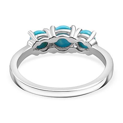 Sleeping Beauty Turquoise 1.15 ctw Ring in Platinum Over Sterling Silver (Size 11.5)