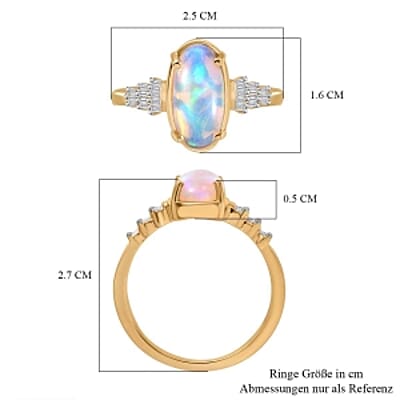 Ethiopian Welo Opal and White Diamond 2.61 ctw Ring in 18K Vermeil Yellow Gold Over Sterling Silver (Size 6.5)