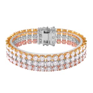 Doorbuster Moissanite 40.90 ctw Three-Row Bracelet in 18K Vermeil YRG and Rhodium Over Sterling Silver (6.50 In)