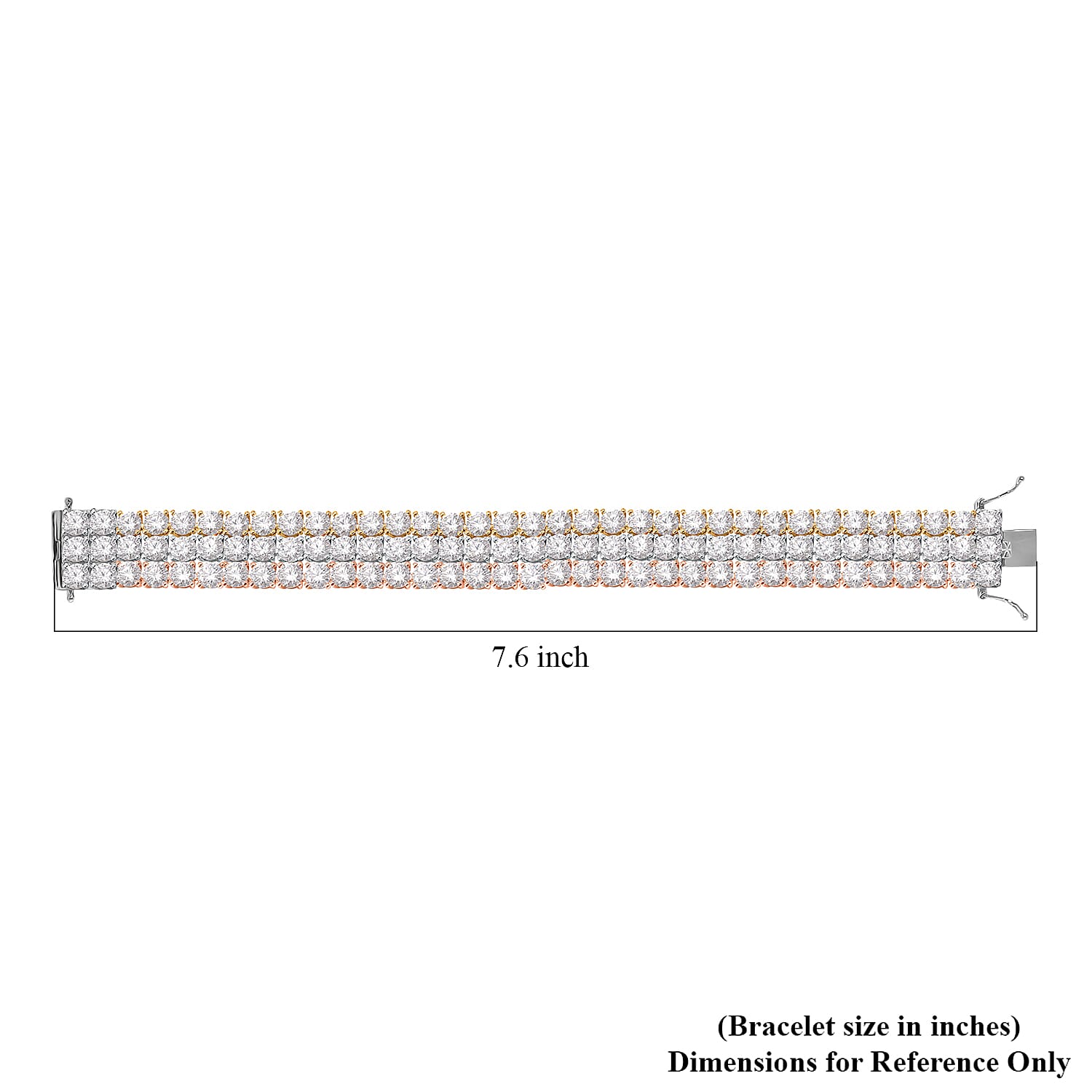 Moissanite 40.90 ctw Three-Row Bracelet in 18K Vermeil YRG and Rhodium Over Sterling Silver (6.50 In)