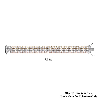 Moissanite 40.90 ctw Three-Row Bracelet in 18K Vermeil YRG and Rhodium Over Sterling Silver (6.50 In)