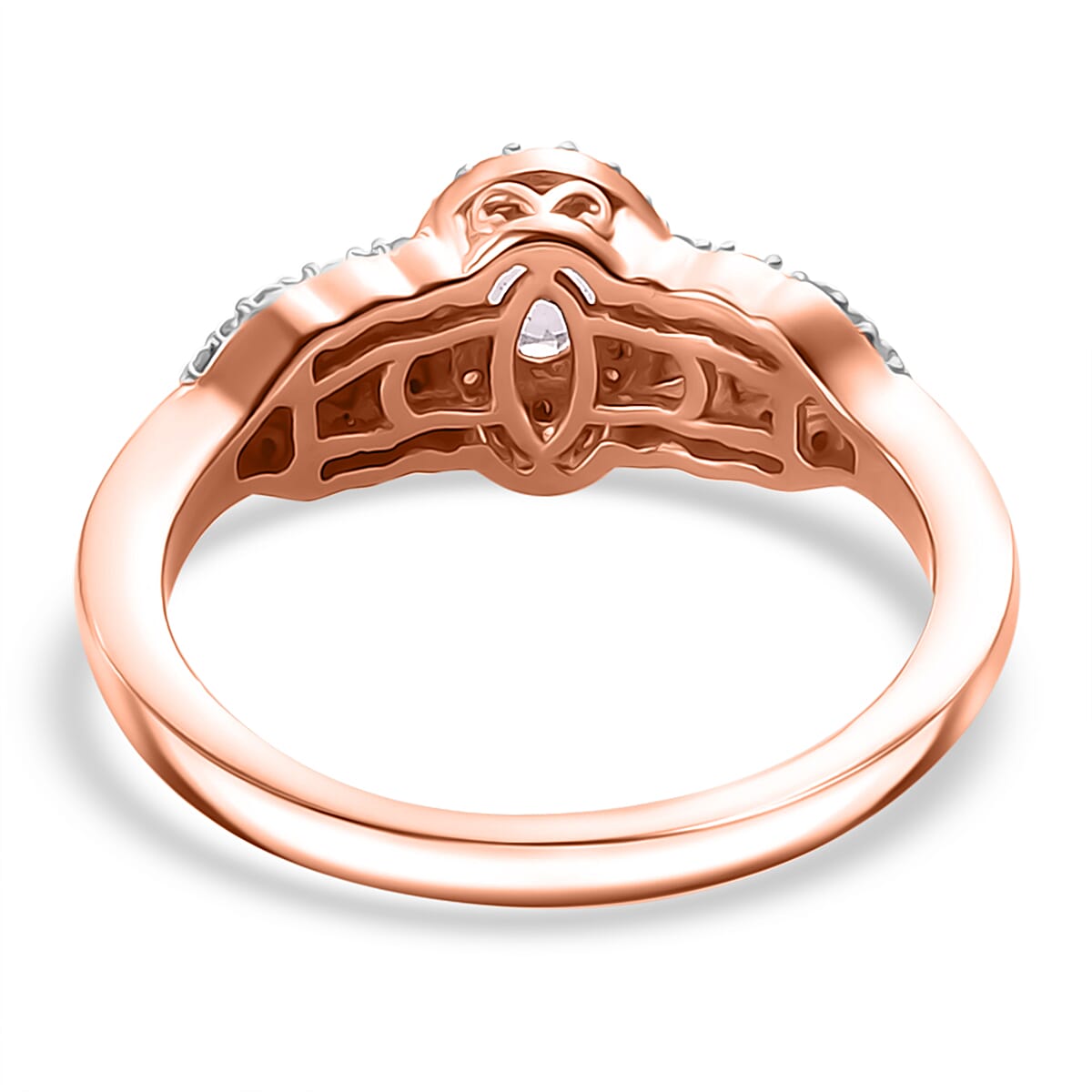 D'Joy Premium Narsipatnam Pink Spinel and Diamond 0.80 ctw Blushing Elegance Ring in 18K Vermeil Rose Gold Over Sterling Silver (Size 10.0)