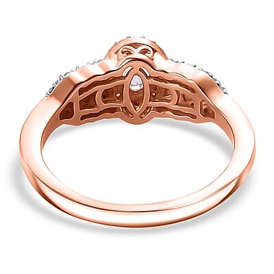 D'Joy Premium Narsipatnam Pink Spinel and Diamond 0.80 ctw Blushing Elegance Ring in 18K Vermeil Rose Gold Over Sterling Silver (Size 10.0)