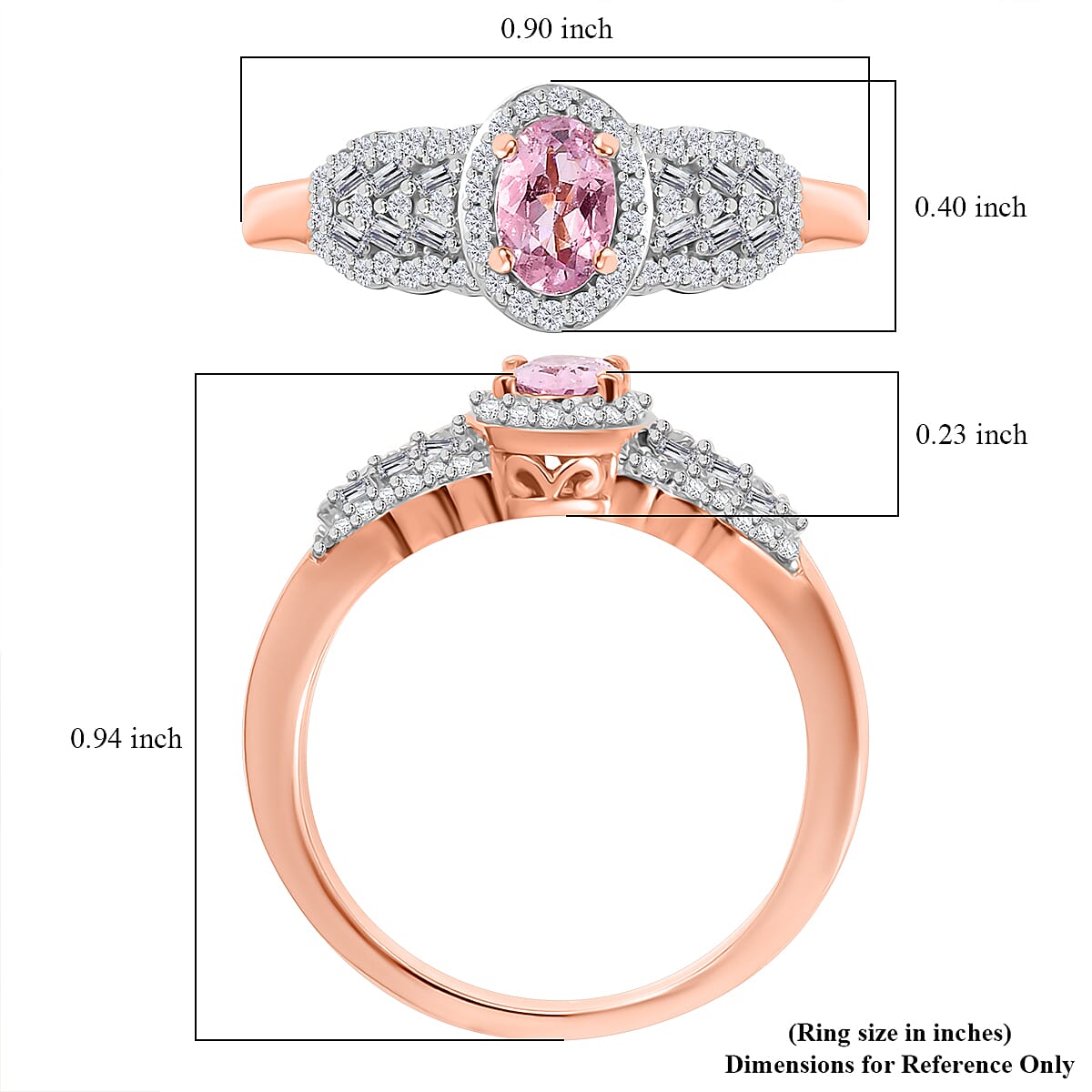 D'Joy Premium Narsipatnam Pink Spinel and Diamond 0.80 ctw Blushing Elegance Ring in 18K Vermeil Rose Gold Over Sterling Silver (Size 10.0)