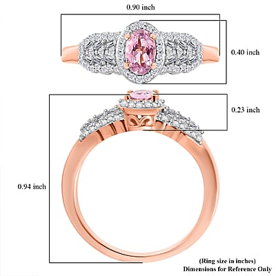 D'Joy Premium Narsipatnam Pink Spinel and Diamond 0.80 ctw Blushing Elegance Ring in 18K Vermeil Rose Gold Over Sterling Silver (Size 10.0)