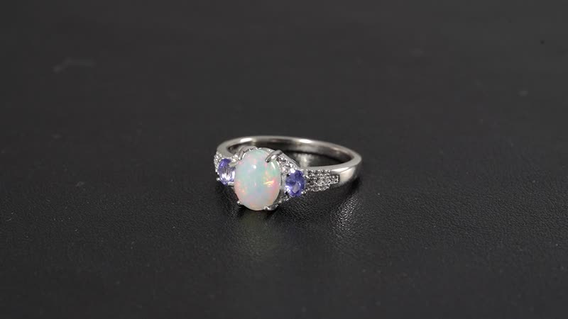 Doorbuster Ethiopian Welo Opal, Multi Gemstone Ring in Rhodium Over Sterling Silver (Size 8.0) 2.00 ctw