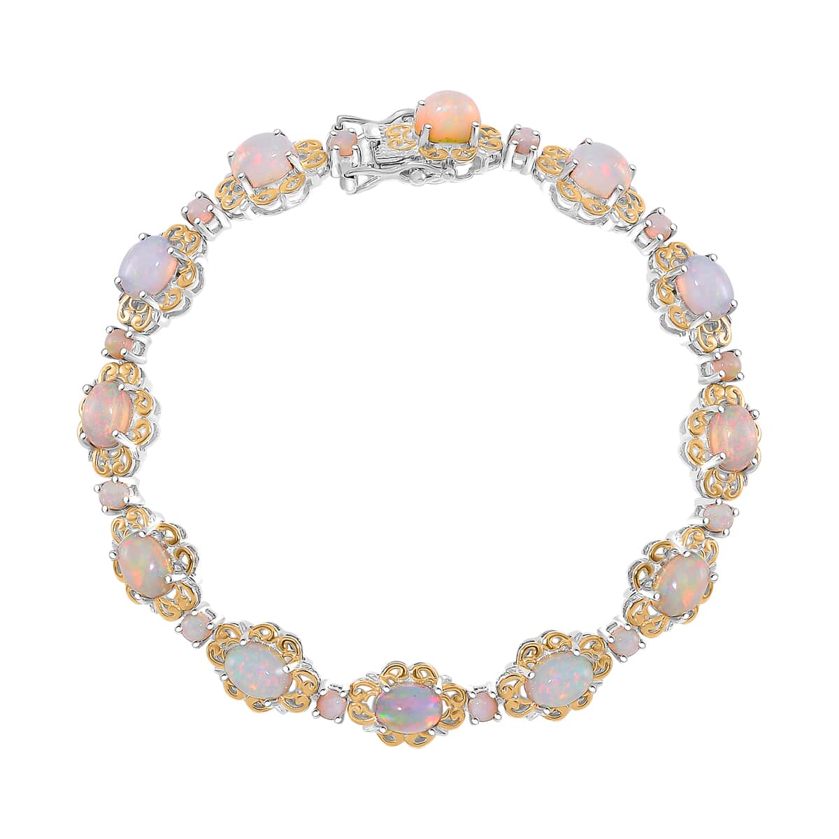 Doorbuster Ethiopian Welo Opal 9.10 ctw Bracelet in 18K Vermeil Yellow Gold and Rhodium Over Sterling Silver (8.00 In) image number 0