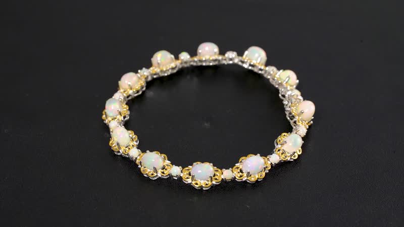 Doorbuster Ethiopian Welo Opal 9.10 ctw Bracelet in 18K Vermeil Yellow Gold and Rhodium Over Sterling Silver (8.00 In)