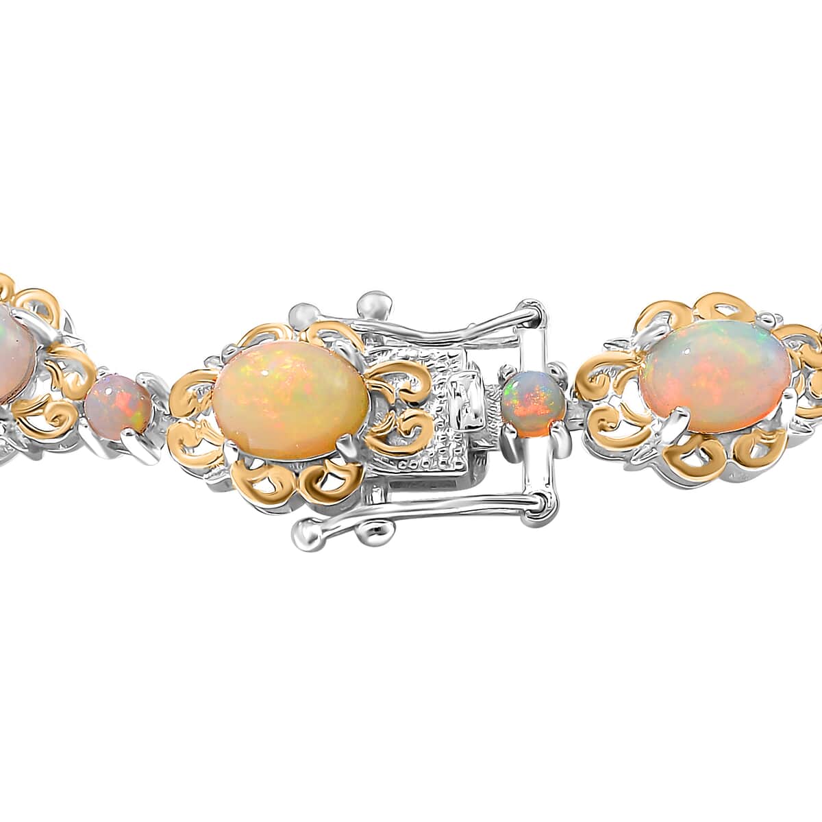 Doorbuster Ethiopian Welo Opal 9.10 ctw Bracelet in 18K Vermeil Yellow Gold and Rhodium Over Sterling Silver (8.00 In) image number 2