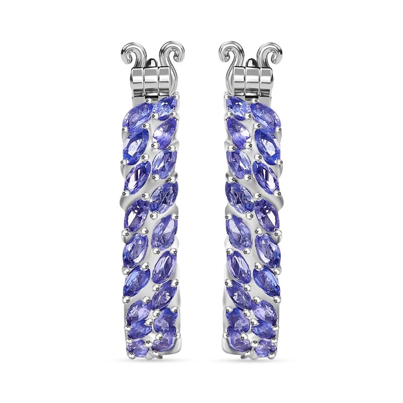Karis Tanzanite 5.90 ctw Wave Hoop Earrings in Platinum Bond