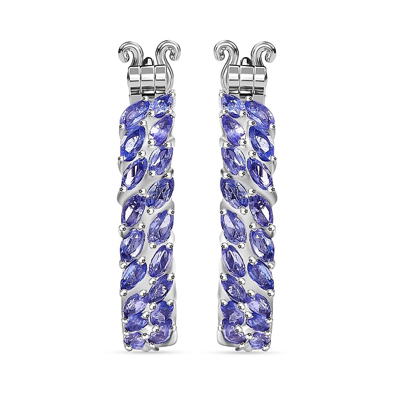 Karis Tanzanite 5.90 ctw Wave Hoop Earrings in Platinum Bond