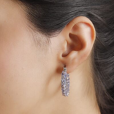 Karis Tanzanite 5.90 ctw Wave Hoop Earrings in Platinum Bond