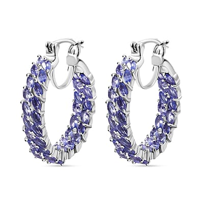 Karis Tanzanite 5.90 ctw Wave Hoop Earrings in Platinum Bond