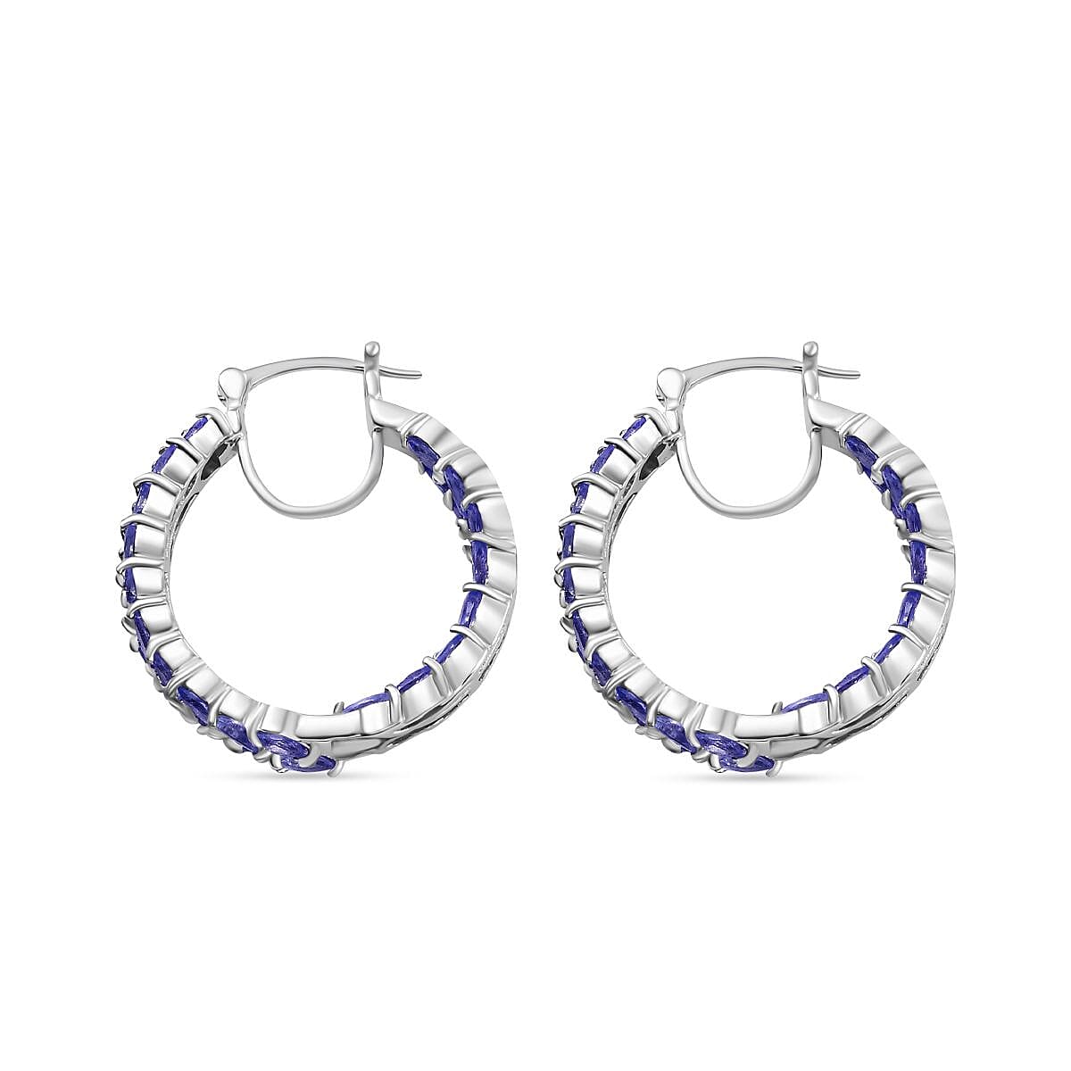 Karis Tanzanite 5.90 ctw Wave Hoop Earrings in Platinum Bond