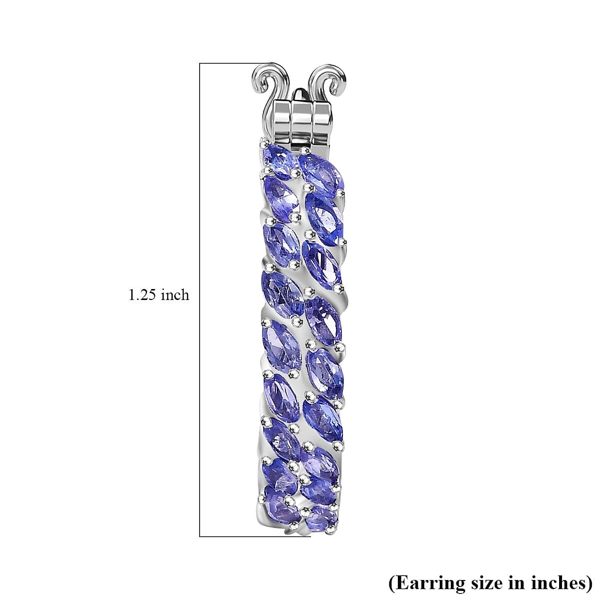 Karis Tanzanite 5.90 ctw Wave Hoop Earrings in Platinum Bond