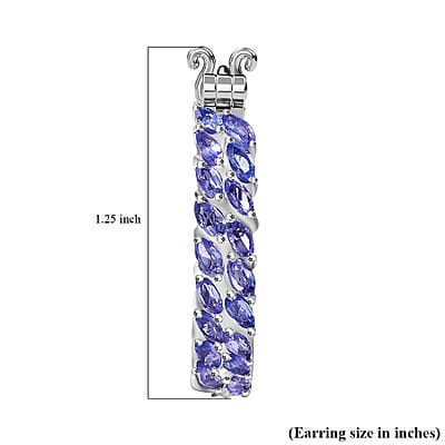 Karis Tanzanite 5.90 ctw Wave Hoop Earrings in Platinum Bond