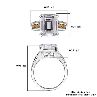Moissanite and Yellow Sapphire 5.20 ctw Royal Majesty Ring in Rhodium Over Sterling Silver (Size 10.0)