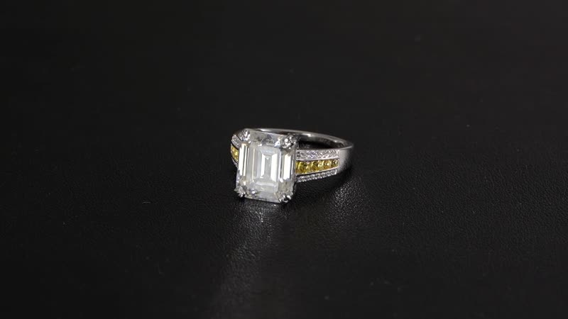 Doorbuster Moissanite, Yellow Sapphire Ring in Rhodium Over Sterling Silver (Size 10.0) 5.20 ctw