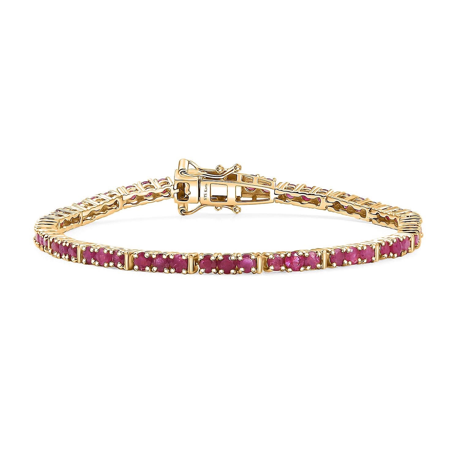 Karis Ruby 6.85 ctw Tennis Bracelet in 18K YG Plated (7.25 In)