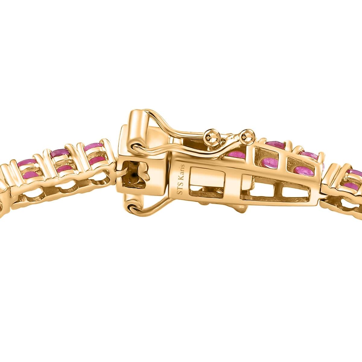 Doorbuster Karis Ruby 6.85 ctw Tennis Bracelet in 18K YG Plated (7.25 In) image number 3