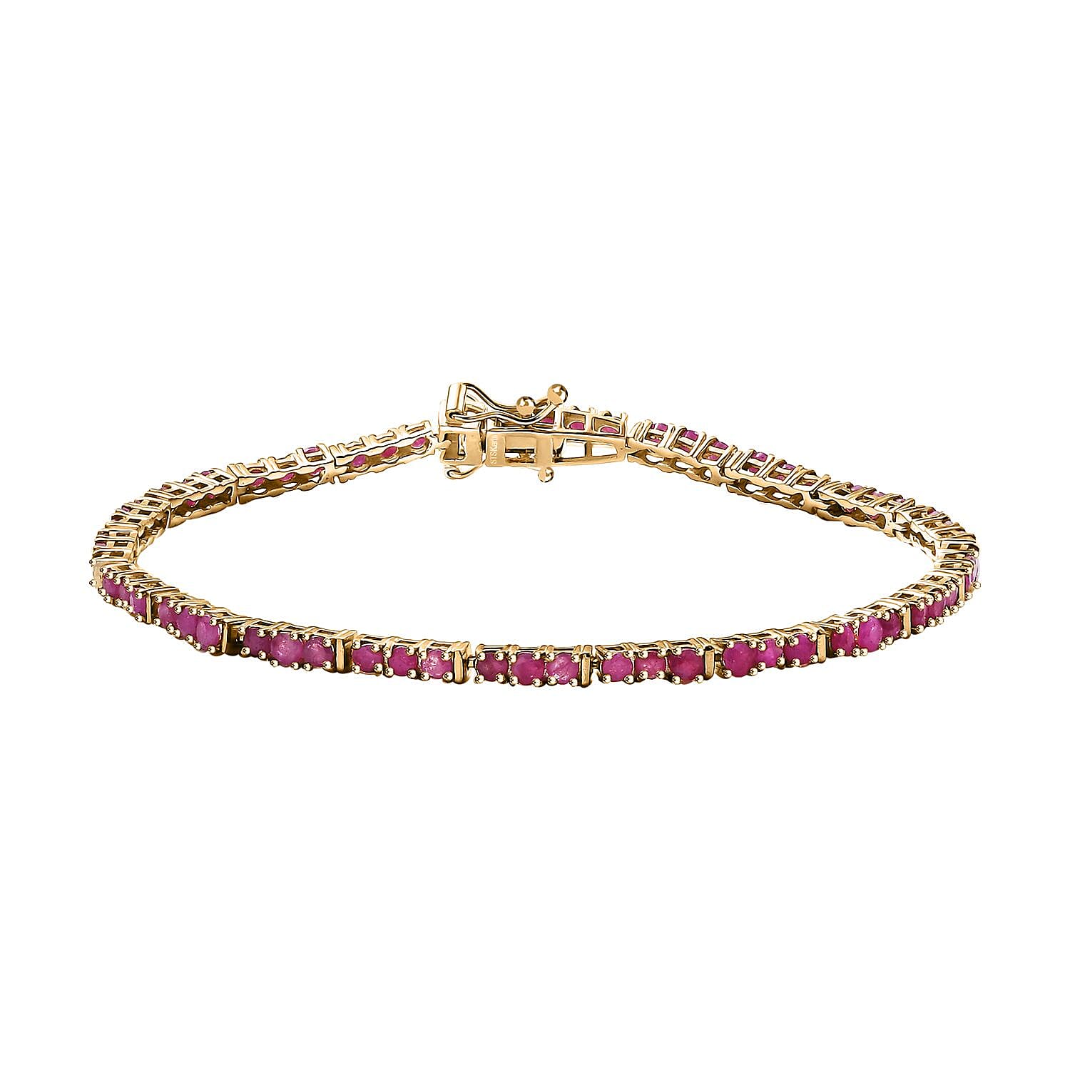 Karis Ruby 7.50 ctw Tennis Bracelet in 18K YG Plated (8.00 In)